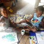 Painting with my great twins, Zacques and Lorenzo